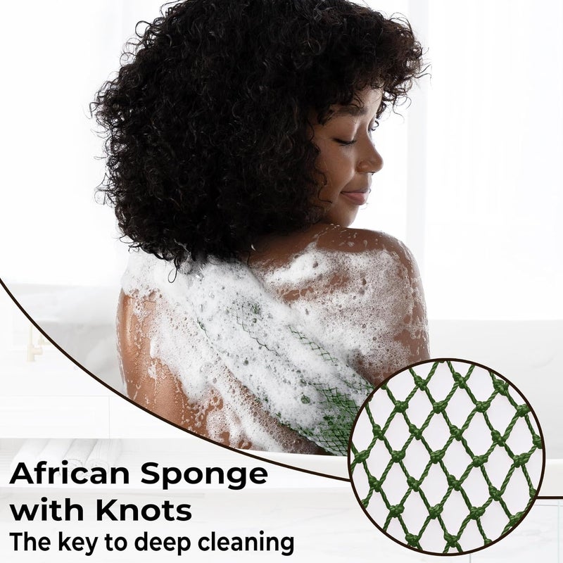 MINISENTIALS African Net Sponge Authentic - Afro Scrub Exfoliating Net Sponge with Knots - African Bath Sponges for Body Scrubber Exfoliator - Back Scrubber for Shower Bathing Accessories - Image 5